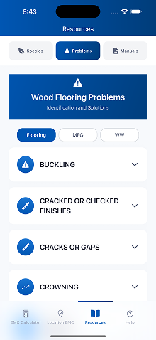 Woodh2o app EMC calculator